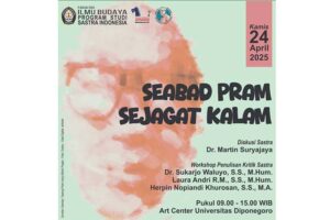 Seabad Pram Sejagat Kalam, FIB UNDIP dan Dekase Gelar Diskusi dan Workshop Kritik Sastra
